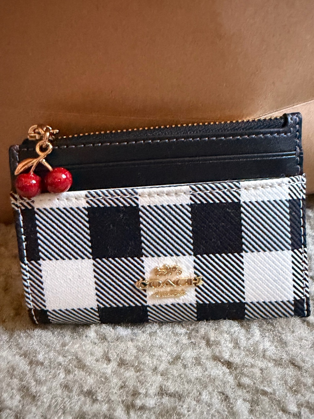 Coach Nolita 19 Gingham print with cherries and matching wallet - Picture 9 of 13